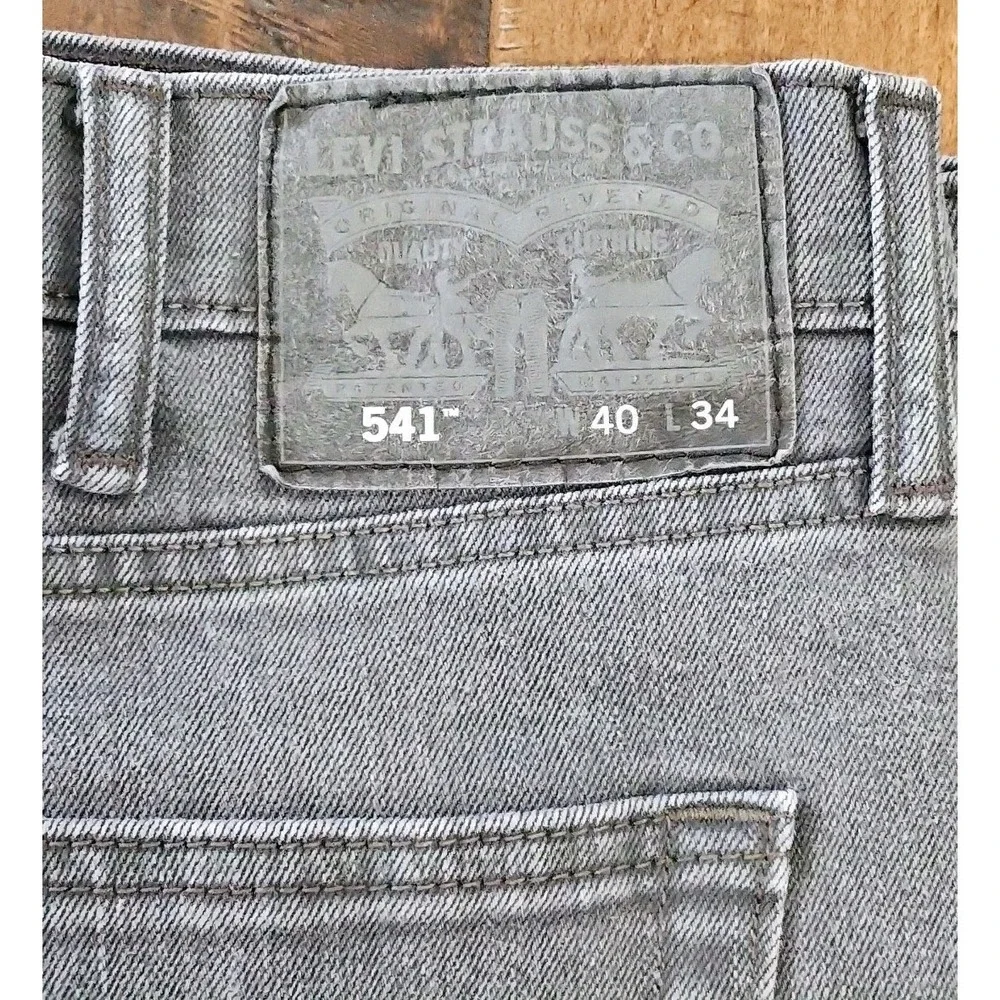 Levi Strauss 541 Jeans Men's 40 × 34 Regular Fit Gray Black Denim W36 L34 Levi's